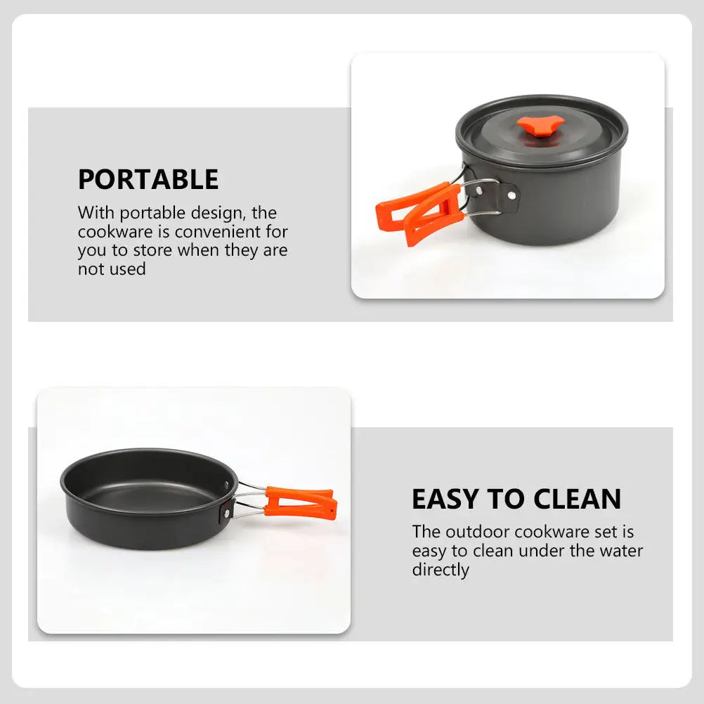 1 ensemble d'ustensiles de cuisine portables pour le camping, pour 2-3 personnes, en alliage d'aluminium, casserole, bouilloire, cuisine en plein air, randonnée, pique-nique, barbecue, escalade l'atelier des ustensiles