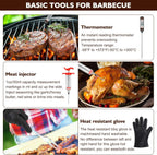 Ensemble de 34 outils de barbecue avec étui en aluminium, spatule, pinces et brochettes pour grillades en plein air, cadeaux l'atelier des ustensiles