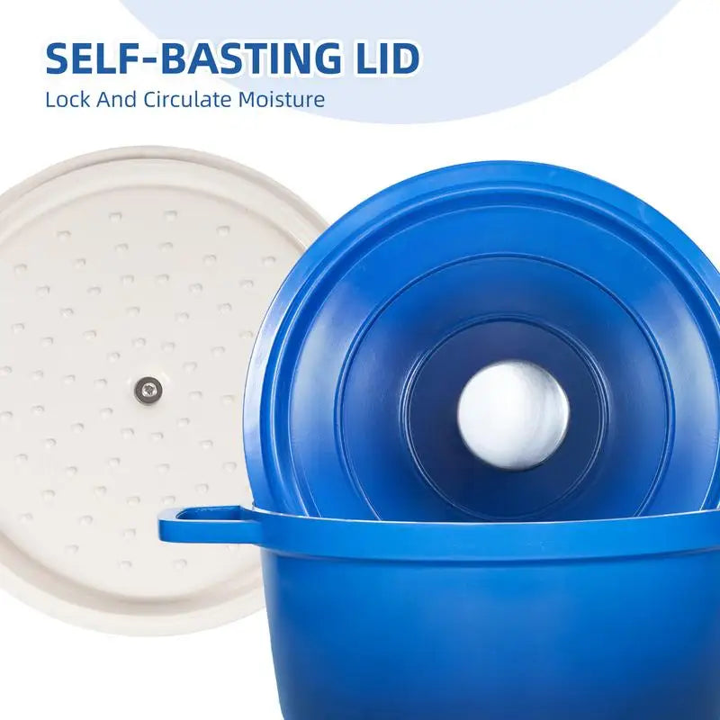 Four hollandais émaillé antiadhésif de 2,5 Qt avec couvercle, fonte d'aluminium léger pour la cuisson du pain, compatible avec toutes les plaques de cuisson, l'atelier des ustensiles