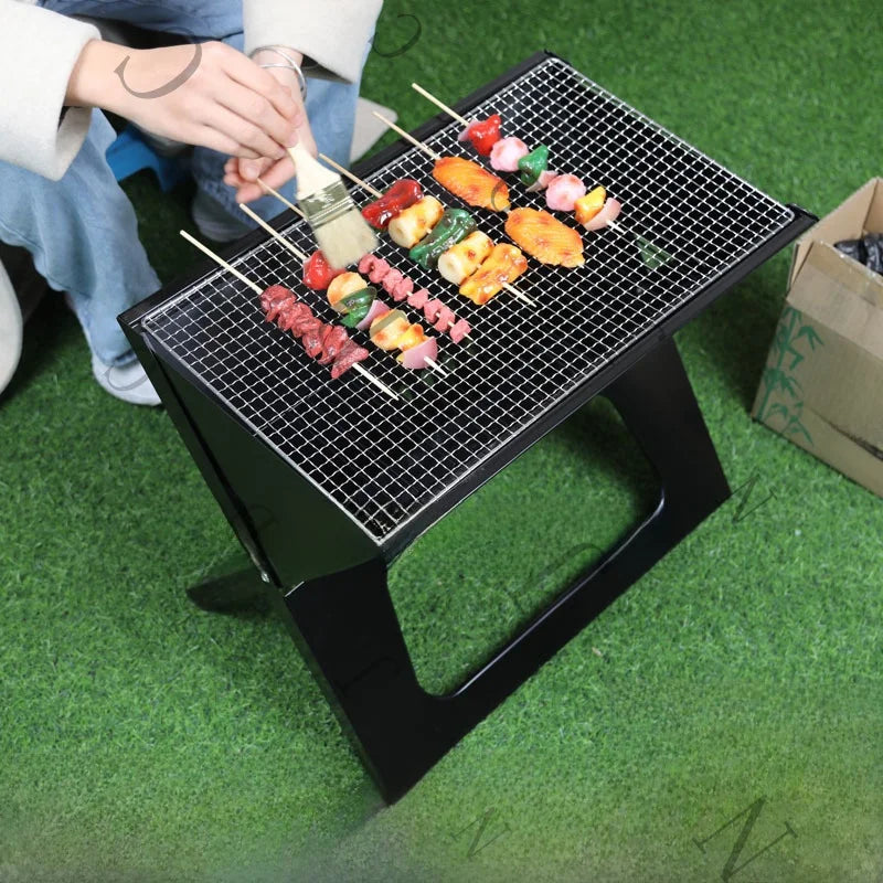 Barbecue épais pliable en X, Portable, en acier inoxydable, au carbone, pour Camping pique-nique l'atelier des ustensiles
