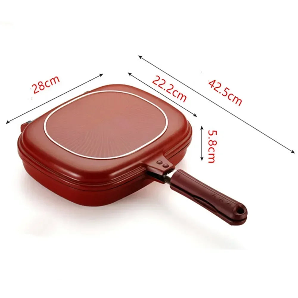 Poêle à frire double face antiarina, gril de cuisson, wok, maison, jardin, crêpes pour la cuisine, 32cm l'atelier des ustensiles