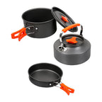 1 ensemble d'ustensiles de cuisine portables pour le camping, pour 2-3 personnes, en alliage d'aluminium, casserole, bouilloire, cuisine en plein air, randonnée, pique-nique, barbecue, escalade l'atelier des ustensiles