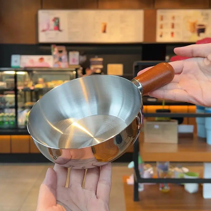 Ustensile de cuisine pour le petit-déjeuner, pot individuel de 14 cm, bol en acier inoxydable, poignée en bois de noyer, bol à salade de fruits, bol à yaourt, restaurant l'atelier des ustensiles