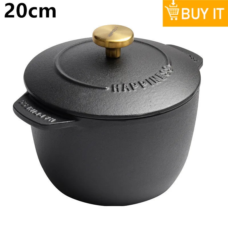 Casserole à riz en fonte, cuiseur à riz de 16cm, four hollandais noir, marmite à ragoût Applicable à la cuisson du riz et des ustensiles de cuisine de 1.5 litres l'atelier des ustensiles