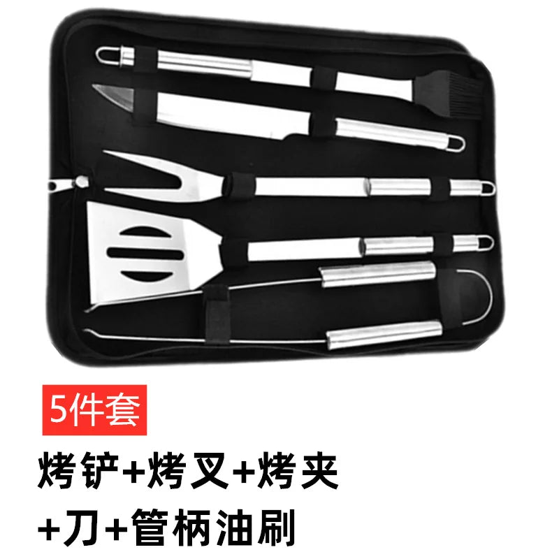 Ensemble de four en acier inoxydable, outils combinés pour Barbecue en plein air, ensemble de Barbecue, rangement, sac en tissu Portable, outils de cuisson l'atelier des ustensiles