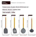 Spatule en silicone, cuillère à soupe, ensemble de 23 pièces, spatule en silicone plaquée or, spatule en silicone de qualité alimentaire, ustensiles de cuisine en silicone l'atelier des ustensiles
