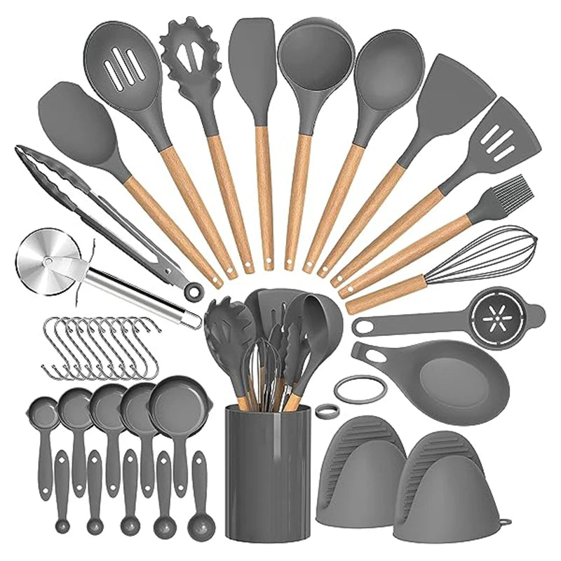 Ensemble de cuisine d'ustensiles en silicone 36 pièces avec support l'atelier des ustensiles