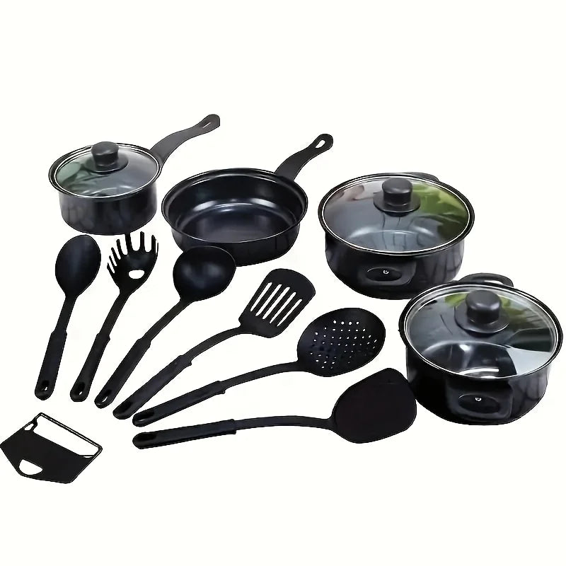 Ensemble de 13 ustensiles de cuisine antiadhésifs, casseroles et poêles compatibles avec l'induction, avec poêle à frire et ustensiles pour la cuisine à domicile ou le camping l'atelier des ustensiles