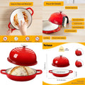 Cocotte en fonte émaillée ronde de 5 litres avec couvercle en dôme pour la cuisson du levain, la rôtisserie, le braisage (Rouge) l'atelier des ustensiles