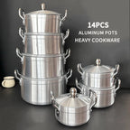 Ensemble de casseroles à soupe épaisses en aluminium, casseroles à jubenzde ollas, ustensiles de visionneuse, vente en gros, 14 pièces l'atelier des ustensiles