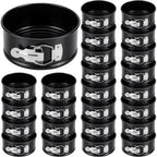 Moules à gâteau ronds antiadhésifs de 4 pouces, étanches, avec fonds amovibles, lot de 25 mini-moules pour gâteaux au fromage, pizzas et quiches (Bla l'atelier des ustensiles