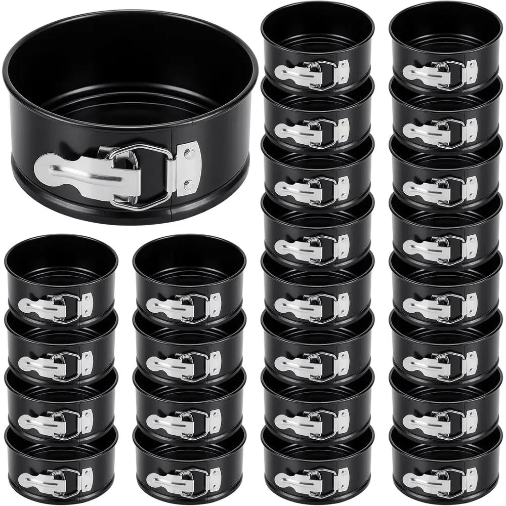 Moules à gâteau ronds antiadhésifs de 4 pouces, étanches, avec fonds amovibles, lot de 25 mini-moules pour gâteaux au fromage, pizzas et quiches (Bla l'atelier des ustensiles