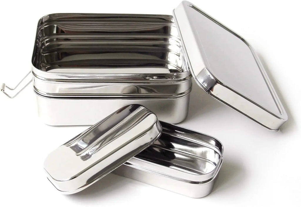 Grande boîte à bento 3 pièces en acier inoxydable – Capacité de 49 oz, lavable au lave-vaisselle, récipient à déjeuner sans plastique l'atelier des ustensiles