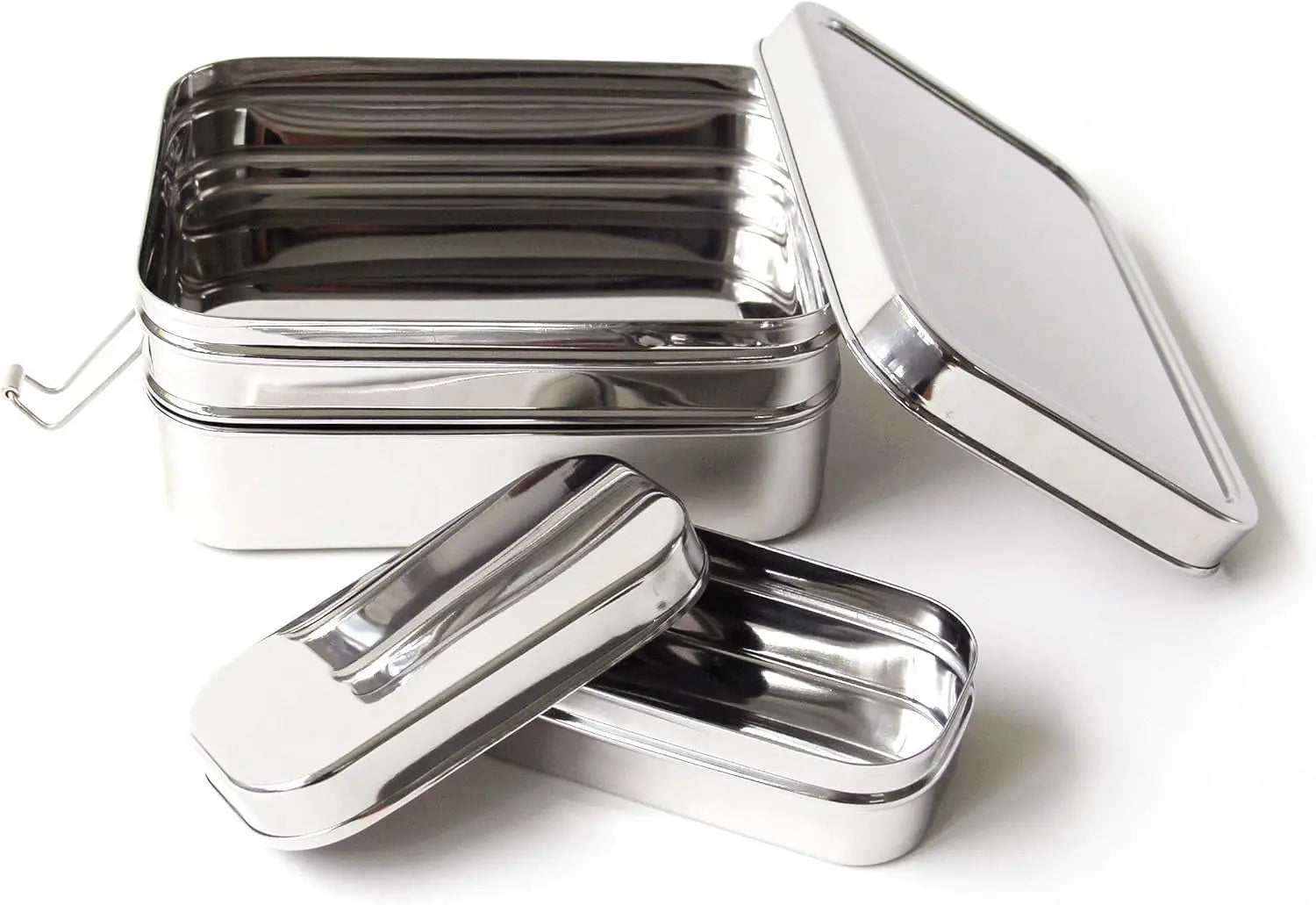 Grande boîte à bento 3 pièces en acier inoxydable – Capacité de 49 oz, lavable au lave-vaisselle, récipient à déjeuner sans plastique l'atelier des ustensiles