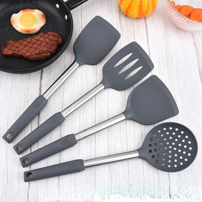 Ensemble d'outils de cuisine à Base rotative à 360 degrés, ustensiles de cuisine de cuisson Non toxiques, pelle en Silicone cuillère grattoir brosse tourneur 12 pièces l'atelier des ustensiles