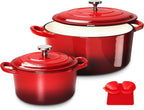 Ensemble de four en fonte avec couvercles, 2 pièces, marmite en fonte 6QT et 1,5QT, ustensiles de cuisine en émail rouge l'atelier des ustensiles