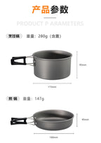 Fournitures d'extérieur-ensemble de casseroles pour 2-3 personnes pour Camping en plein air, ustensiles de cuisine, ensemble de théière pliante l'atelier des ustensiles