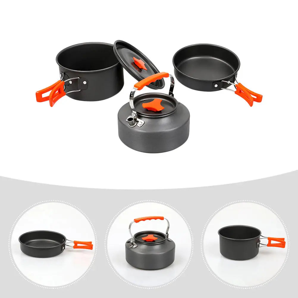 1 ensemble d'ustensiles de cuisine portables pour le camping, pour 2-3 personnes, en alliage d'aluminium, casserole, bouilloire, cuisine en plein air, randonnée, pique-nique, barbecue, escalade l'atelier des ustensiles