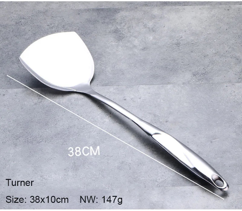 Ensemble d'outils de cuisine en acier inoxydable, ustensiles de cuisine résistants à la chaleur-tourneur, louche à soupe, passoire, serveur à pâtes, cuillère à riz l'atelier des ustensiles