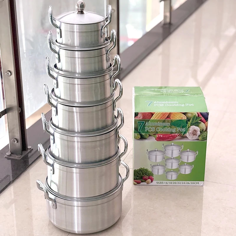 Ensemble de casseroles à soupe épaisses en aluminium, casseroles à jubenzde ollas, ustensiles de visionneuse, vente en gros, 14 pièces l'atelier des ustensiles