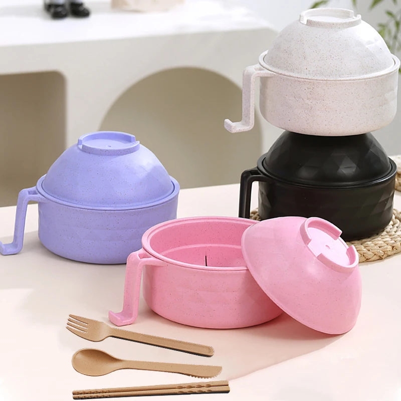 Cuiseur Ramen, ensemble de bols Ramen micro-ondes avec baguettes cuillère bol à nouilles Ramen cuisson instantanée pour les essentiels du dortoir universitaire l'atelier des ustensiles