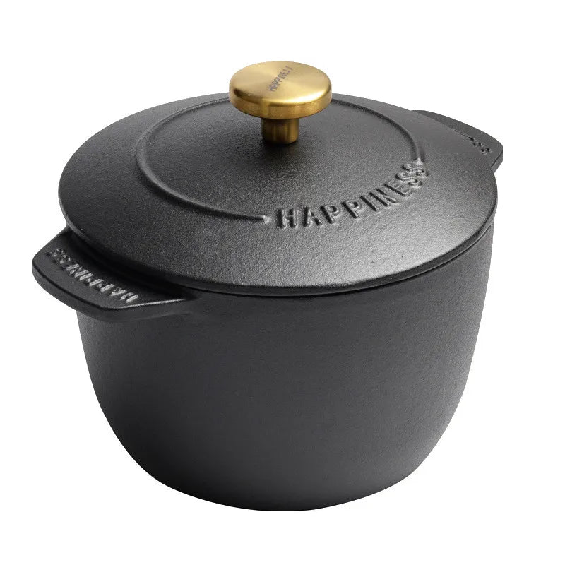 Casserole à riz en fonte, cuiseur à riz de 16cm, four hollandais noir, marmite à ragoût Applicable à la cuisson du riz et des ustensiles de cuisine de 1.5 litres l'atelier des ustensiles