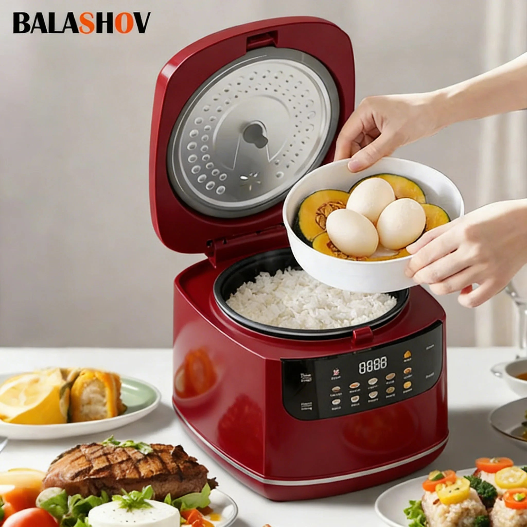 Cuiseur à riz électrique automatique 2L, Machine de cuisson du riz multifonction intelligente, doublure antiadhésive pour chauffe-aliments, cuiseur à riz domestique l'atelier des ustensiles