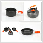 1 ensemble d'ustensiles de cuisine portables pour le camping, pour 2-3 personnes, en alliage d'aluminium, casserole, bouilloire, cuisine en plein air, randonnée, pique-nique, barbecue, escalade l'atelier des ustensiles
