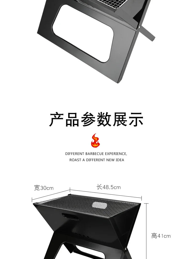 Barbecue épais pliable en X, Portable, en acier inoxydable, au carbone, pour Camping pique-nique l'atelier des ustensiles