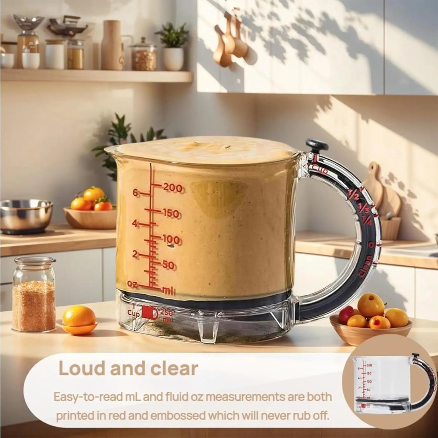 Tasse à mesurer 4 en 1, tasse à mesurer multifonctionnelle réglable avec Base d'étanchéité de Style grattoir, tasses cubiques de cuisine, outils pour la cuisine l'atelier des ustensiles
