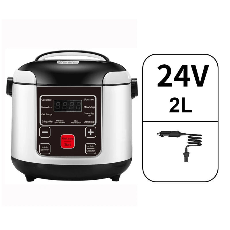 Cuiseur à riz Portable pour voiture, camion électrique 2L, multi-cuiseur, soupe, bouillie, cuisson des aliments, cuiseur vapeur, boîte à déjeuner électrique 12V ou 24V l'atelier des ustensiles