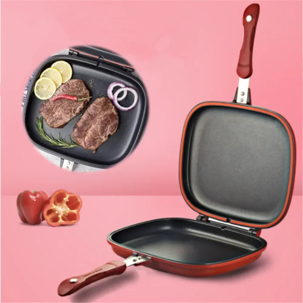 Poêle à frire double face antiarina, gril de cuisson, wok, maison, jardin, crêpes pour la cuisine, 32cm l'atelier des ustensiles