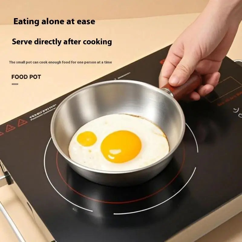 Ustensile de cuisine pour le petit-déjeuner, pot individuel de 14 cm, bol en acier inoxydable, poignée en bois de noyer, bol à salade de fruits, bol à yaourt, restaurant l'atelier des ustensiles