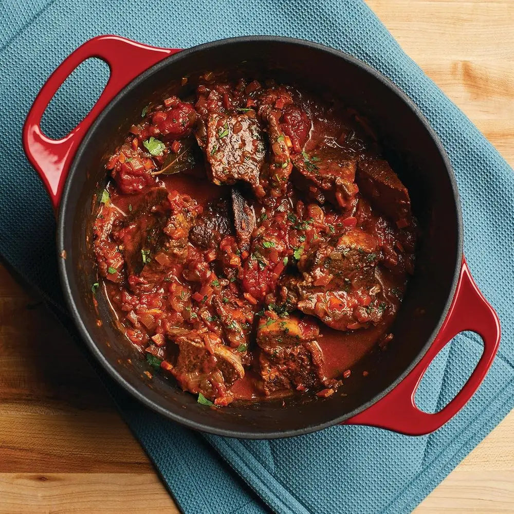 Cocotte en fonte émaillée avec couvercle, 5 quarts, rouge l'atelier des ustensiles