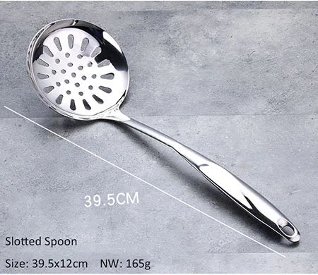 Ensemble d'outils de cuisine en acier inoxydable, ustensiles de cuisine résistants à la chaleur-tourneur, louche à soupe, passoire, serveur à pâtes, cuillère à riz l'atelier des ustensiles