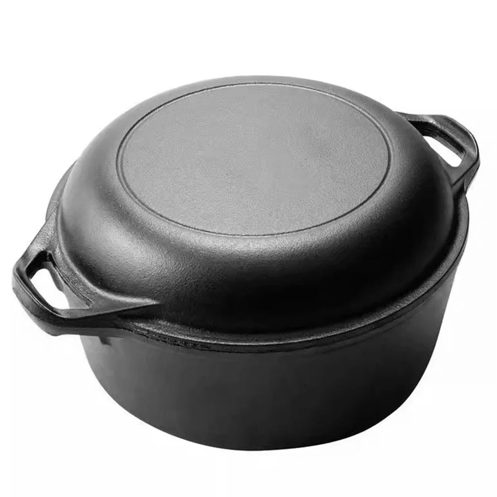 Marmite de four hollandais en fonte 2 en 1, avec couvercle de poêle, ustensiles de cuisine, ensemble de casseroles avec doubles poignées pour barbecue de Camping l'atelier des ustensiles