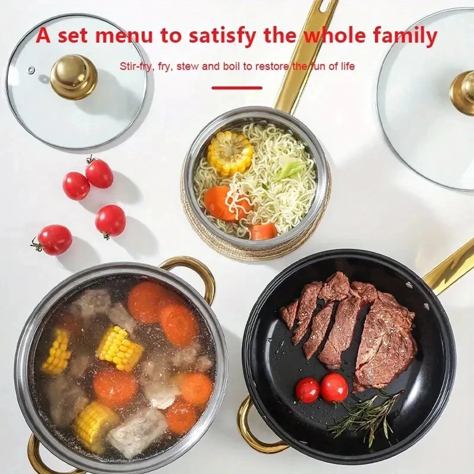 Cookware Sets12 Piece Nonstick Cookware Set for Home Kitchen Red Pots and Pans Cooking Collection l'atelier des ustensiles