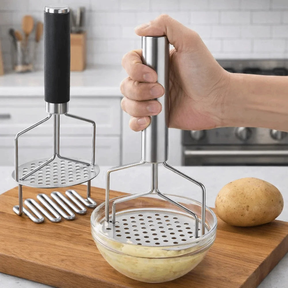 Écrase-pommes de terre manuel double couche en acier inoxydable, à pression ondulée, avec poignées robustes, pour pommes de terre molles l'atelier des ustensiles