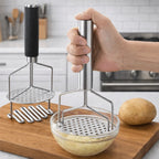 Écrase-pommes de terre manuel double couche en acier inoxydable, à pression ondulée, avec poignées robustes, pour pommes de terre molles l'atelier des ustensiles