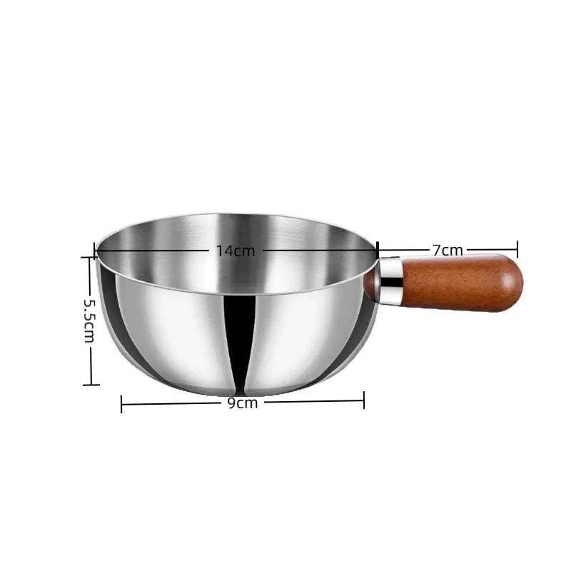 Ustensile de cuisine pour le petit-déjeuner, pot individuel de 14 cm, bol en acier inoxydable, poignée en bois de noyer, bol à salade de fruits, bol à yaourt, restaurant l'atelier des ustensiles