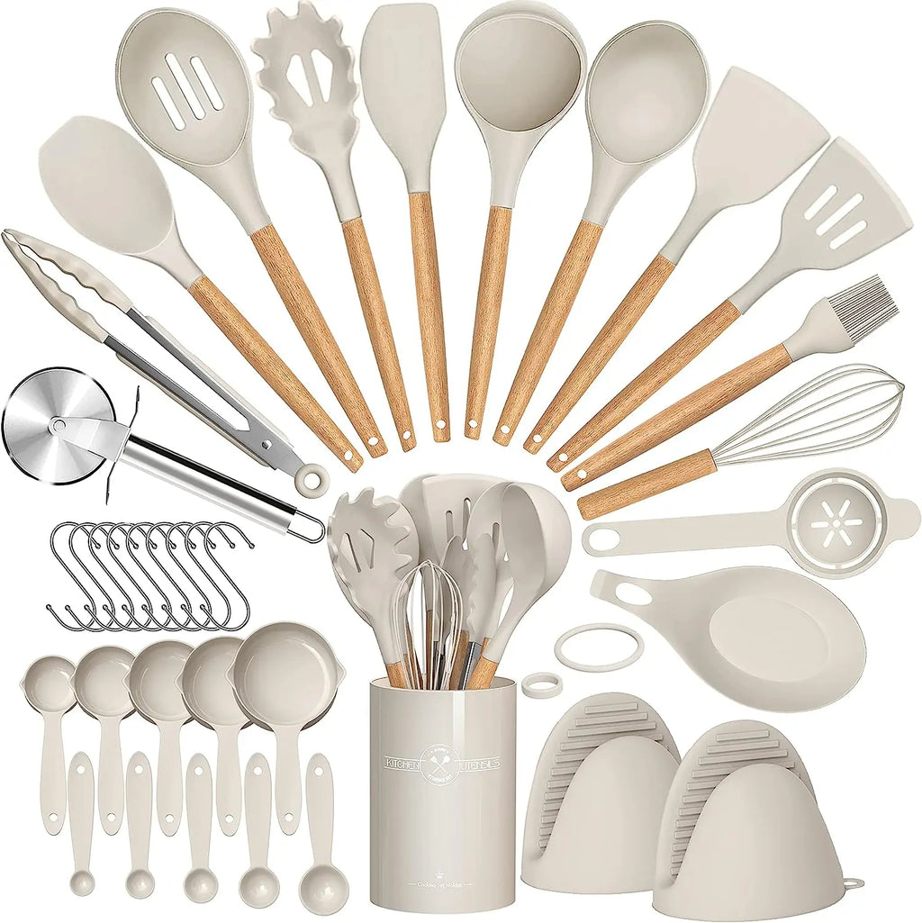 Ensemble de cuisine d'ustensiles en silicone 36 pièces avec support l'atelier des ustensiles
