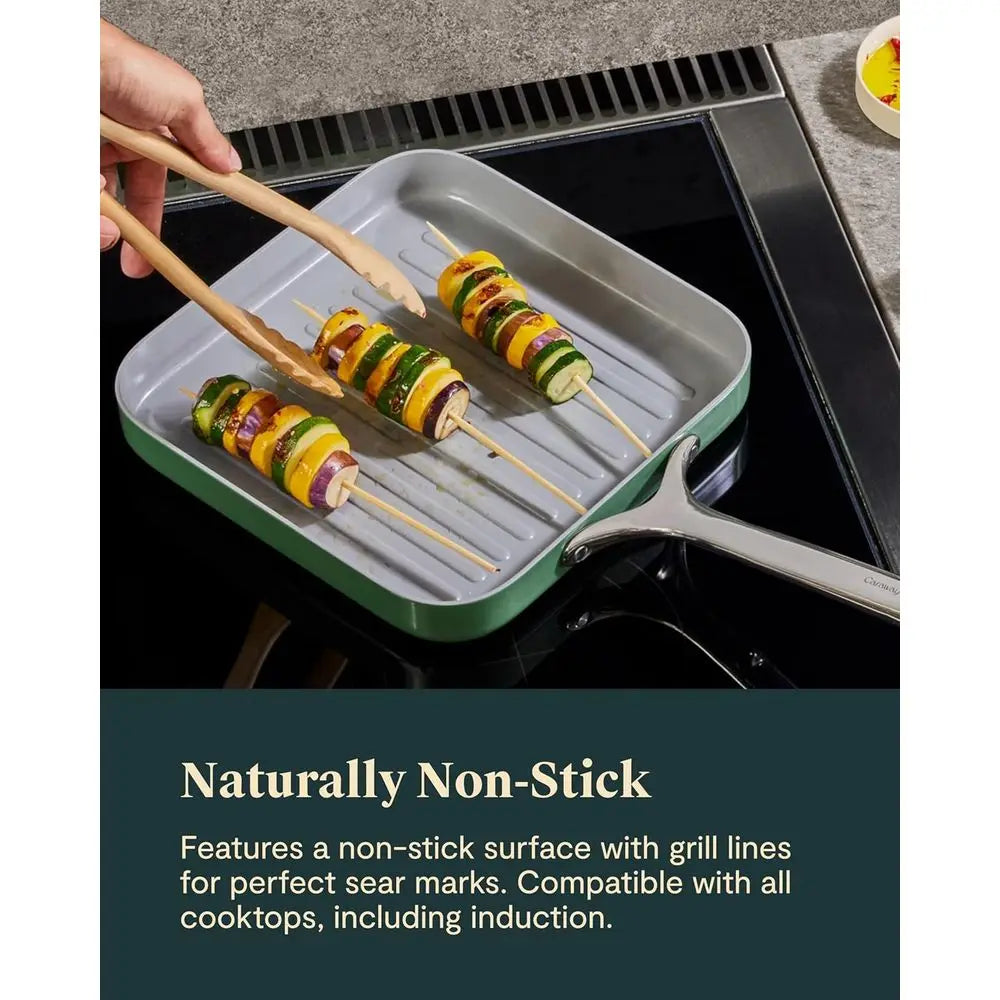 Poêle à griller en céramique antiadhésive de 11 pouces - Sans PTFE/PFOA, compatible four, convient à tous les types de cuisinières - Bleu marine l'atelier des ustensiles