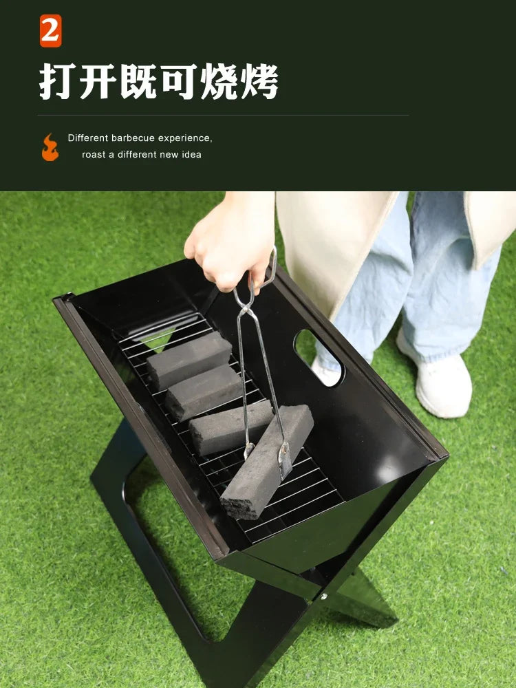 Barbecue épais pliable en X, Portable, en acier inoxydable, au carbone, pour Camping pique-nique l'atelier des ustensiles