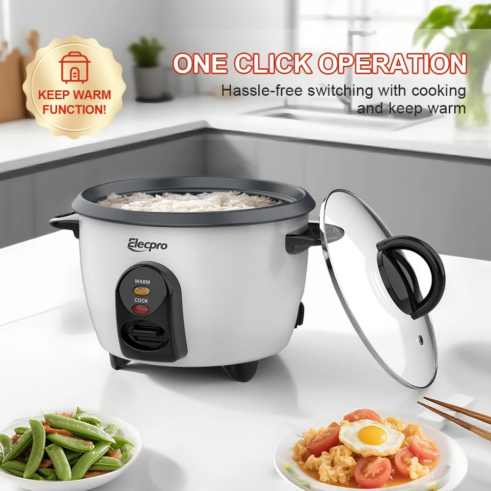 Elecpro Mini cuiseur à riz 3 tasses de riz avec cuiseur vapeur, petit cuiseur vapeur Portable pour aliments, pot intérieur antiadhésif amovible de qualité alimentaire l'atelier des ustensiles