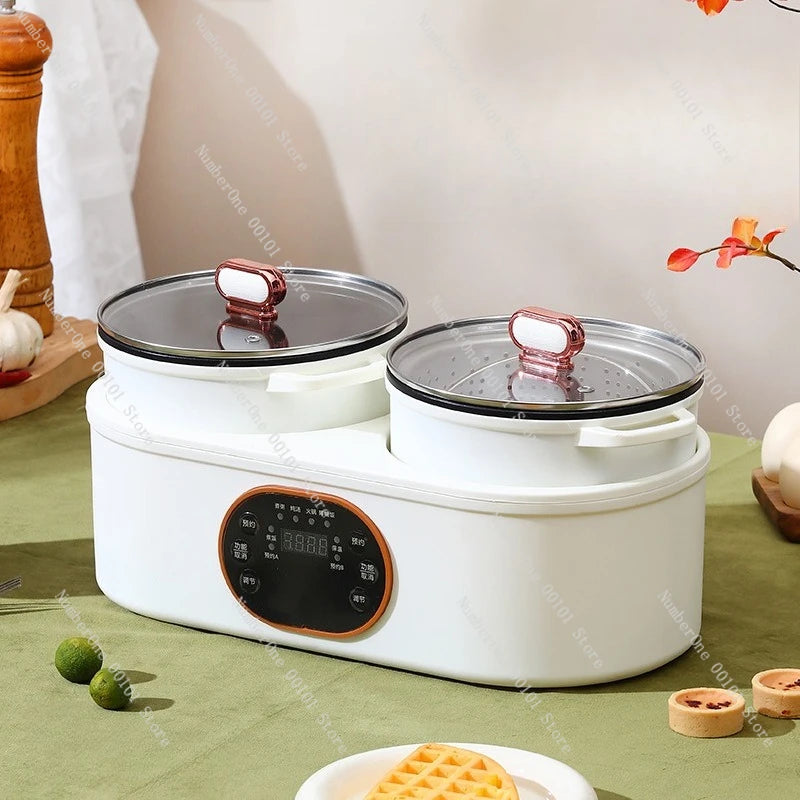 Cuiseur à riz double bile fendu, marmite électrique multifonctionnelle, marmite électrique intelligente, automatique pour la maison l'atelier des ustensiles