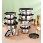 Bols à mélanger pour salade avec couvercles et bases antidérapantes, ensemble de bols à mélanger en acier inoxydable pour la cuisson, bols de rangement de nidification l'atelier des ustensiles