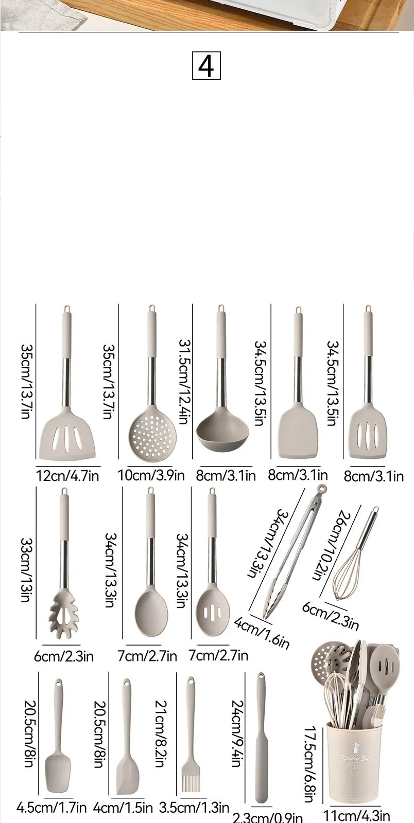 Ustensiles de cuisine en silicone antiadhésif, 15 pièces, spatule, pelle, outil de cuisson, manche en acier inoxydable, ensemble F2 avec rangement, E27 l'atelier des ustensiles