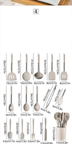 Ustensiles de cuisine en silicone antiadhésif, 15 pièces, spatule, pelle, outil de cuisson, manche en acier inoxydable, ensemble F2 avec rangement, E27 l'atelier des ustensiles
