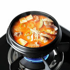 Casserole en argile de 16 cm avec plateau, résistante à la chaleur, pour Bibimbap, noire, classique, anti-brûlure, en céramique, pour soupes, usage commercial l'atelier des ustensiles