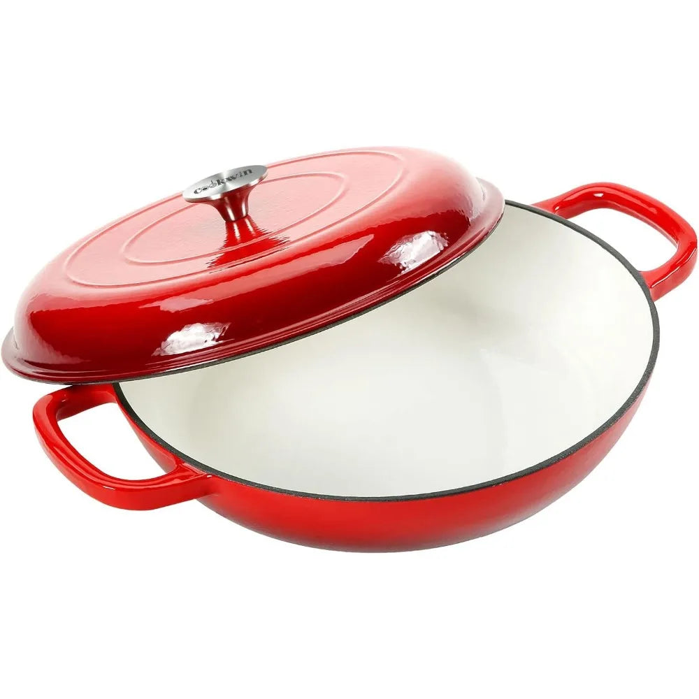Pot à soupe pour four hollandais de 4,5 l, Casserole en fonte, poêle avec couvercle et double poignées, cuisson au four hollandais l'atelier des ustensiles